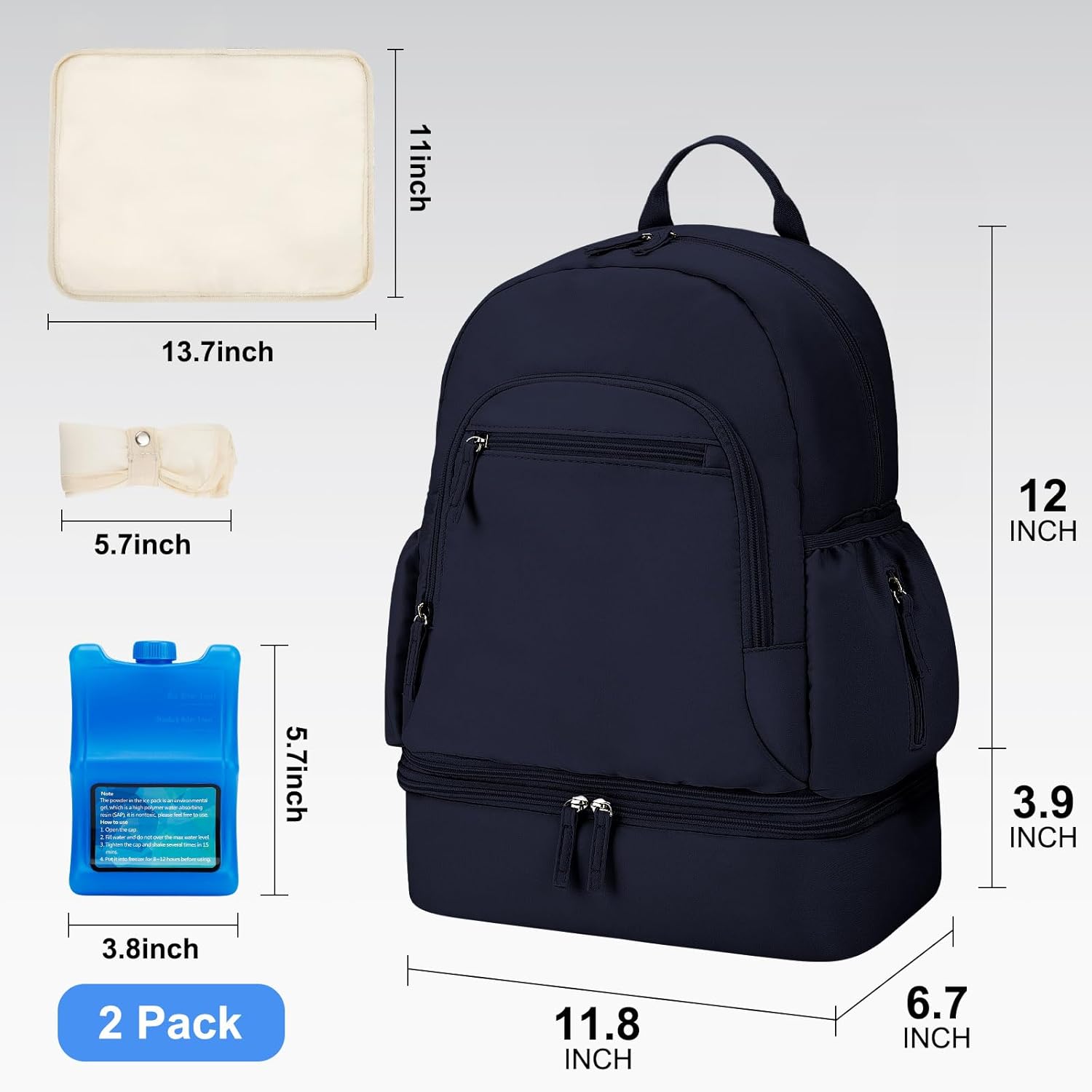 GDNasist Breast Pump Backpack Fit for Spectra S1 and S2 with Removable Cooler Compartment, Pumping Bag for Pump Accessories, Breast Pump Bag for Work, Travel and Family Use Blue