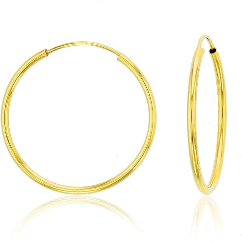 Solid 14K Yellow or White or Rose Gold 1mm Tube Cartilage Endless Flex Hoop Earrings Huggies Hoops for Women Teens & Girls Hypoallergenic