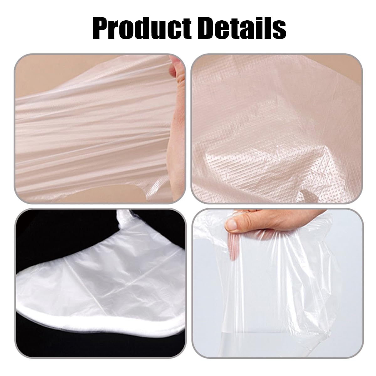 LEEQ Calzini USA e Getta in plastica e Guanti monouso - Plastica Trasparente Monouso Stivaletti, Fodere da Bagno in Cera paraffina per Piedi, per Pedicure Hot Spa Cera Trattamento(200pcs)