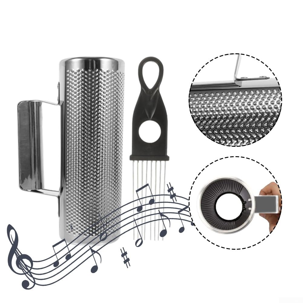 Guiro-Instrument aus Metall, Edelstahl, Guira-Shaker, lateinisches Percussion-Guiro-Instrument mit Schabern für Live-Auftritte (12,7 x 30,5 cm)