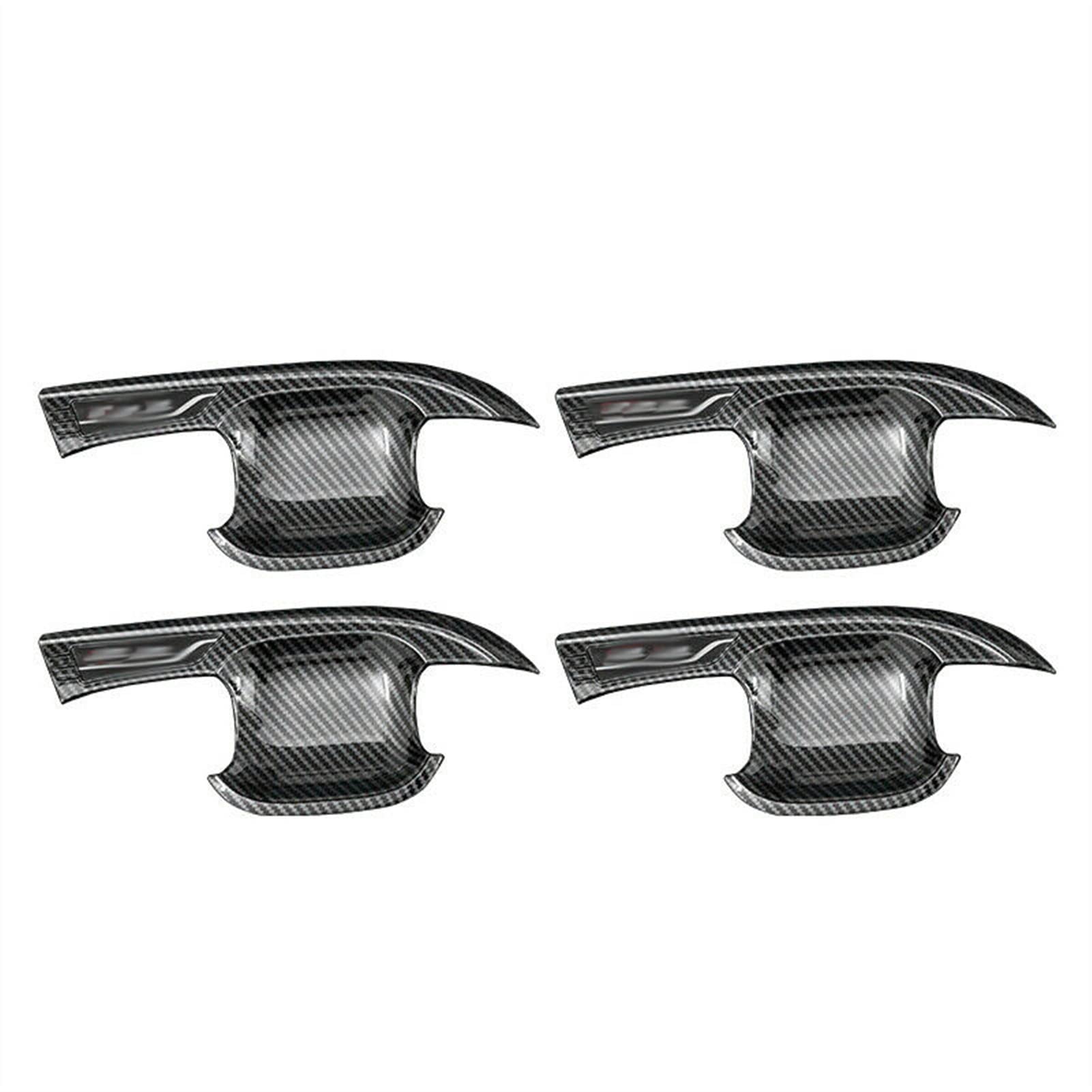 Rinkteea 2 Exterior Car Door Handle For Focus Mk4 019 020 4 Pcs Black/Silver Car Outside Door Handle Bowl Cover Decoration Carbon Fiber Pattern Accessories(2)