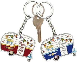 Camper Keychain Happy RV Keyring RV Keychain Couples Keychain Set Gifts for Men Women Camping Accessories 2 Pack
