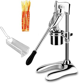 Stainless Steel 30cm Manual French Fries Maker - Create 16 Holes Potato Strips, Fried Chips Squeezer Extruder