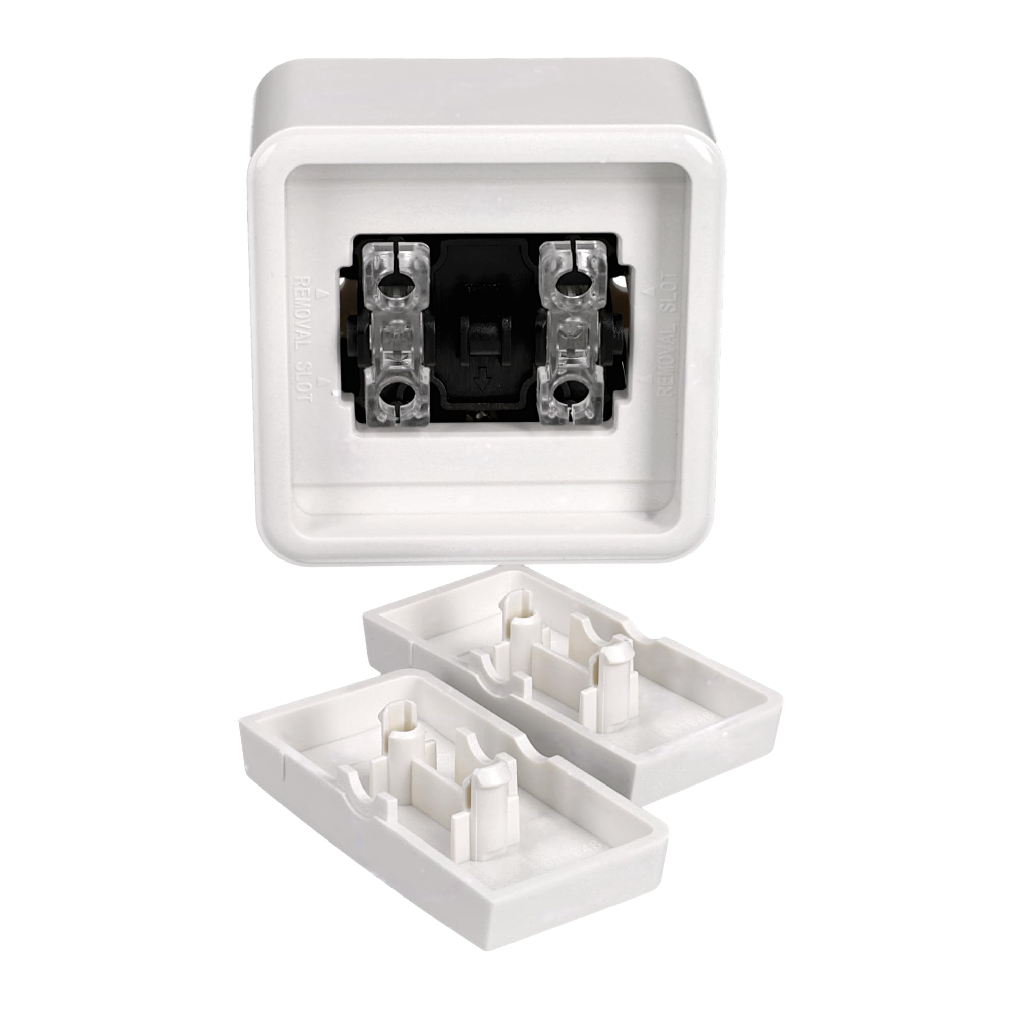 Jandei - Mecanismo Superficie Policarbonato Blanco, 10A 250V (Doble Interruptor)