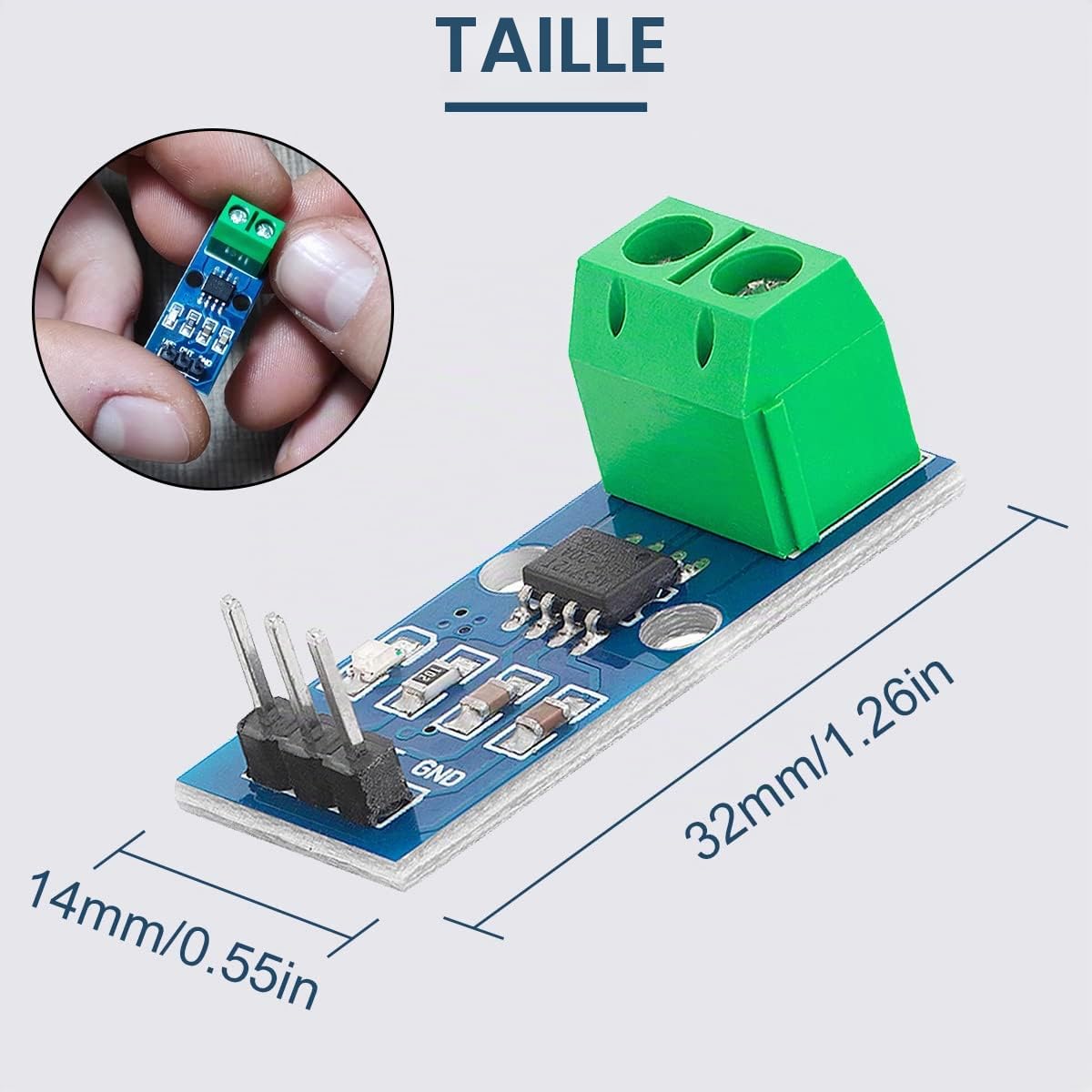 5 Pcs ACS712 20A Gamme Module de Capteur de Courant Puce ACS712ELC-20A Capteur de Courant Hall Module de Mesure de Courant avec Câble Dupont pour Arduino
