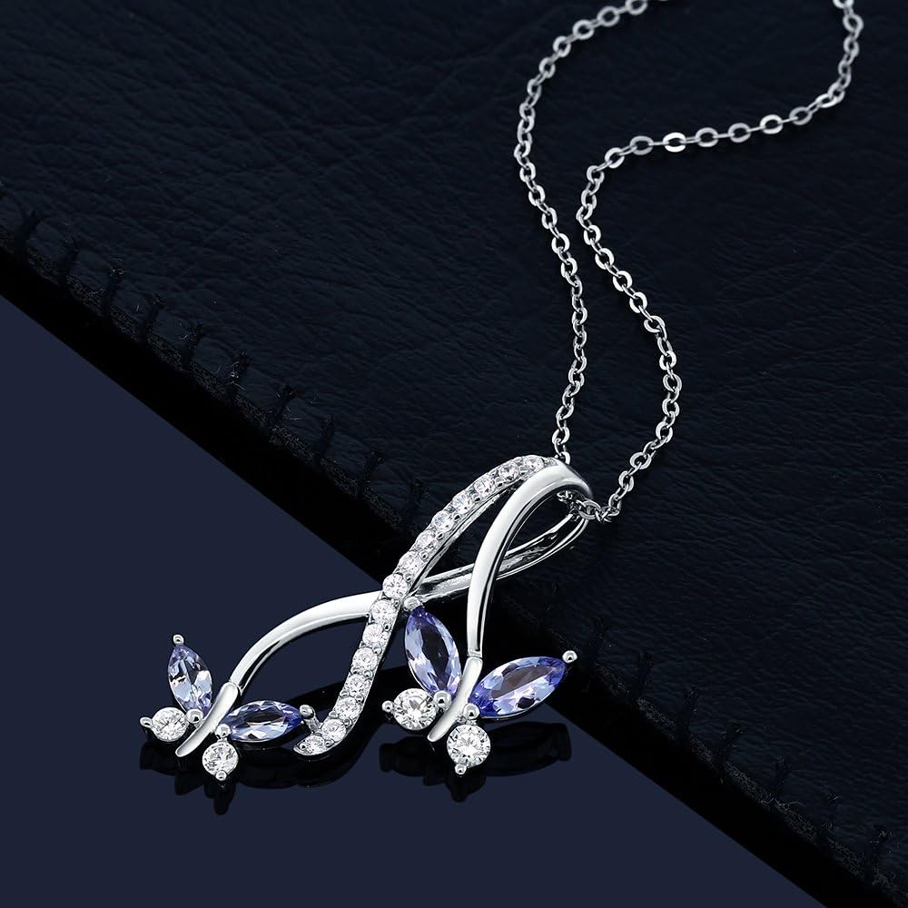 Gem Stone King 1.21 Cttw Blue Tanzanite Necklace | Butterfly Infinity Pendant Necklace for Women | 925 Sterling Silver | December Gemstone Birthstone | With 18 Inch Silver Chain - Image 5