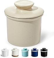 Vista 7 de Sweese Plato de mantequilla francés con tapa - Recipiente para mantequilla para mostrador con línea de agua para mantequilla untable - No más