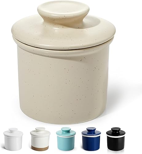Miniatura 7 de Sweese Plato de mantequilla francés con tapa - Recipiente para mantequilla para mostrador con línea de agua para mantequilla untable - No más