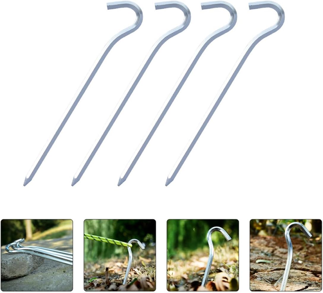 6 Pcs Aluminum Camping Tent Stakes Hexagon Ground Pegs High Strength Silver Tent Pegs for Outdoor Hiking
