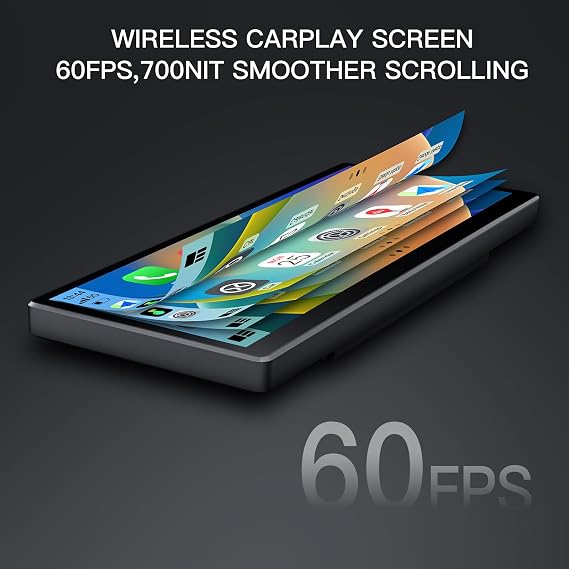 Wireless Carplay Screen for Car, 8.9'' Portable CarPlay & Android Auto Touchscreen, with 60Fps, 1920 * 720 Ultra High Resolution, Support Steering Wheel Control