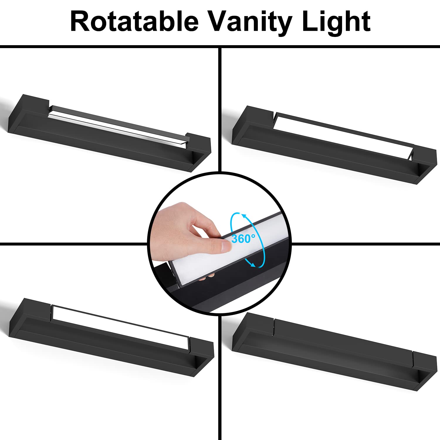 Lampada da Specchio Bagno Led 61cm Girevole di 180°, 24 W Luce Specchio Bagno, 2400 Lumen, Impermeabile IP44, Bianco Freddo 5000K, Adatto per Lampada per Bagno, Armadio,Parete