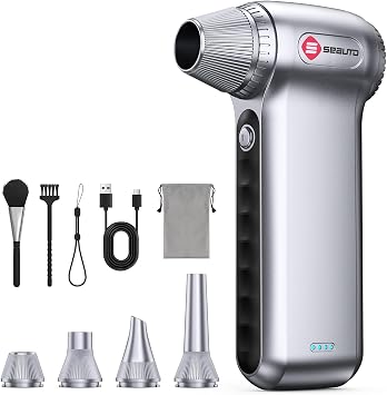 Electric Air Duster 180000RPM, Powerful Cordless Compressed Air Duster with 3-Speed Mini Air Duster Blower, Rechargeable Dust Cleaner for Computer Keyboard, PC, Car, Outdoor & Home Cleaning
