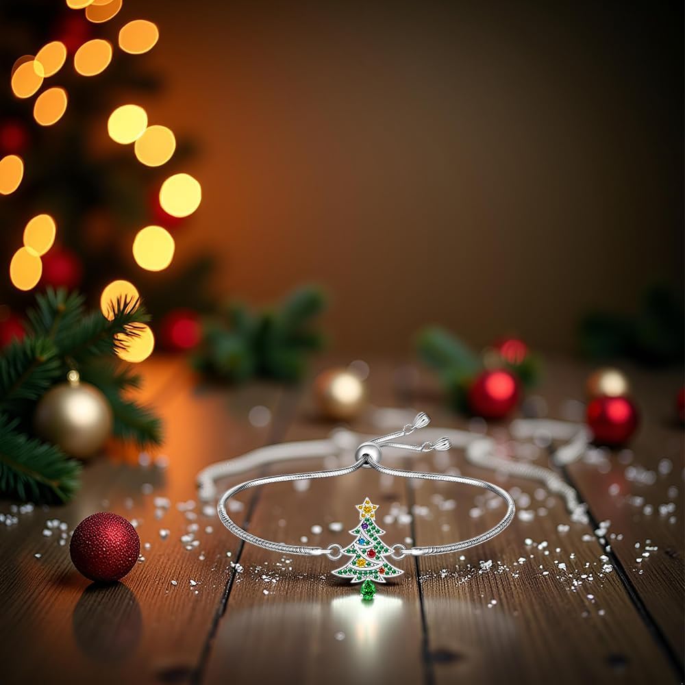 Christmas Tree Bracelet for Women S925 Sterling Silver Christmas Jewelry Colorful Tree X-Mas Gifts for Mom - Image 6