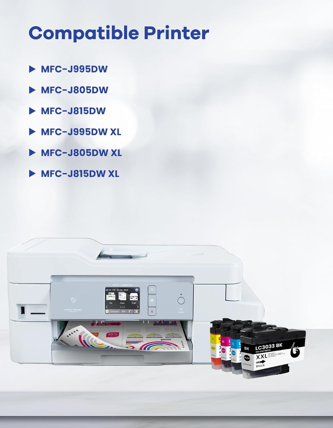 lc3033 lc3033xxl ink cartridges super high-yield lc30334pks replacement for brother lc3033 xxl ink cartridges for mfc-j995dw mfc-j805dw mfc-j815dw mfc-j995dw xl mfc-j805dw xl printer ink 4-pack