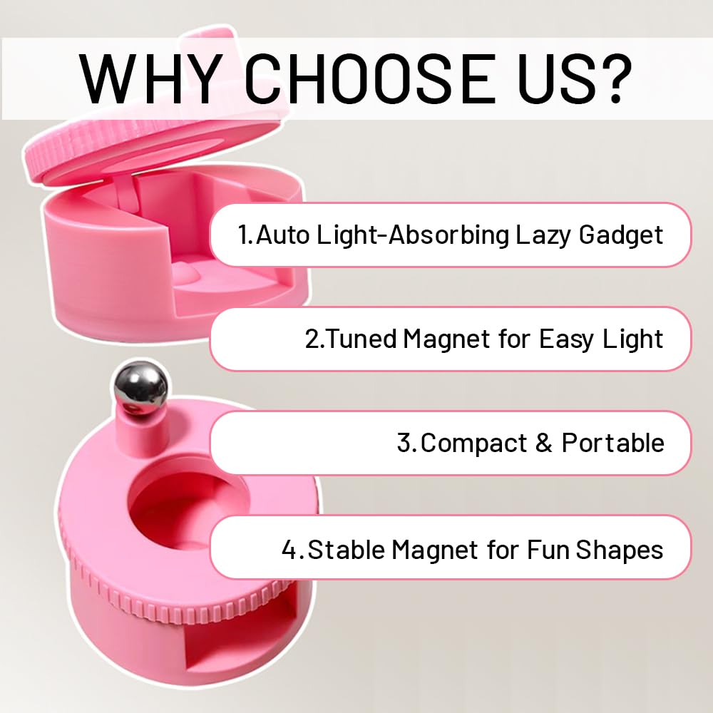 360° Rotating Cat Eye Magnet for Nails,Glass Bead Nail Magnet Spinner,Automatic Glass Bead Suction Nail Tool,Magnetic Nail Tools for Cat Eye,Nail Art Accessories，Can Easily DIY for Beginners（Pink）