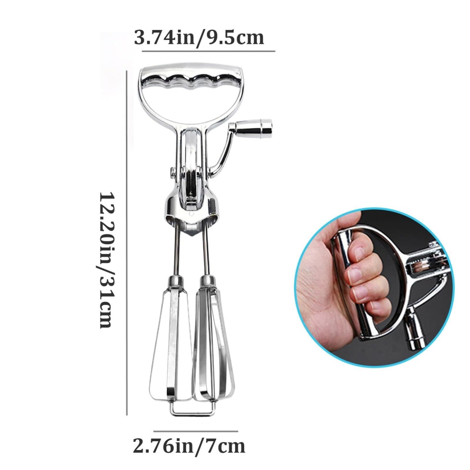 Varillas de Batir para Cocinar Batidor De Huevos Manual, Batidor De Huevos Giratorio De Doble Cabezal, Herramientas For Hornear De Acero Inoxidable Que Ahorran Trabajo En La Cocina Del Hogar Huevos, E