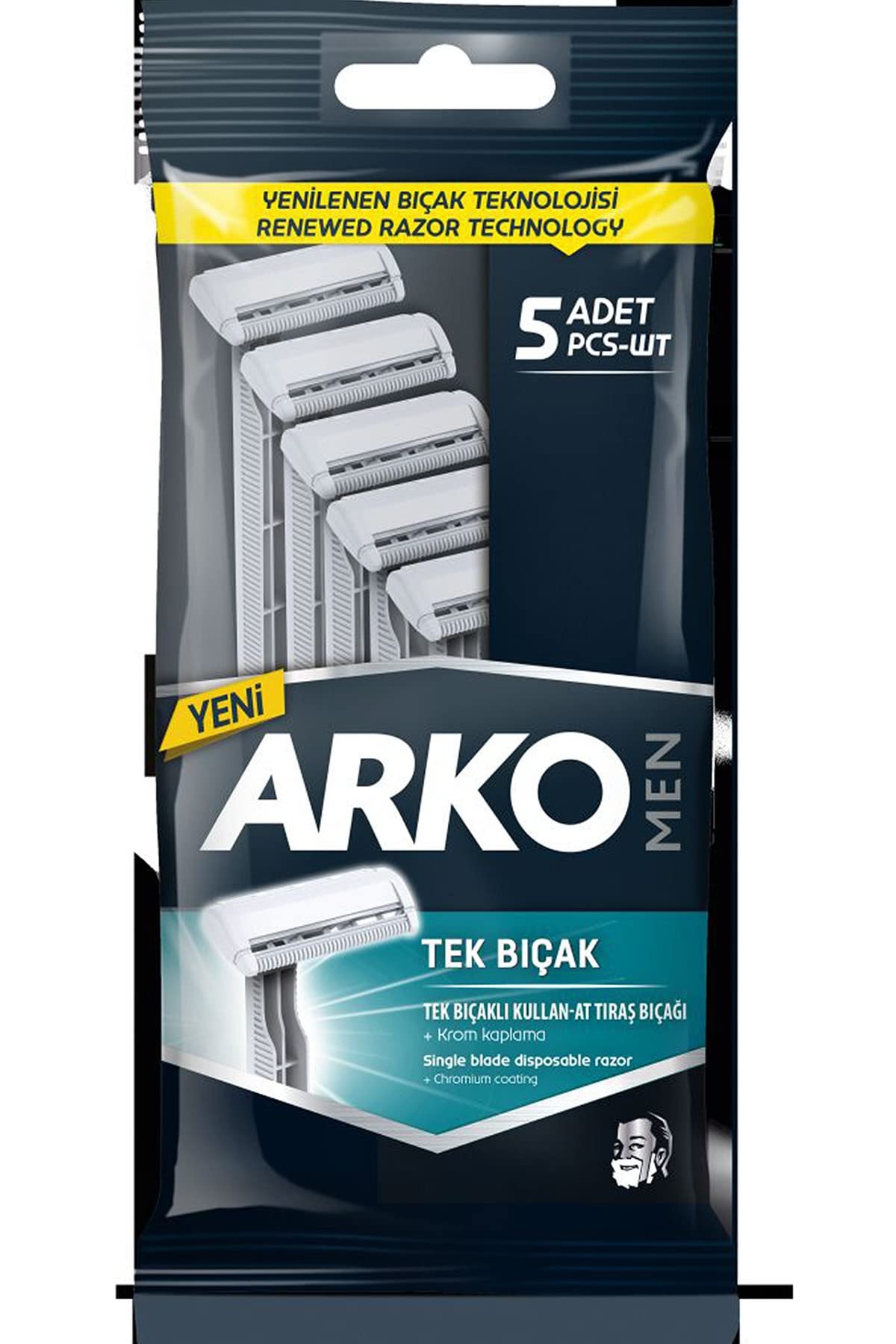 Arko Men Tek Bıçak Tıraş Bıçağı, 5'li