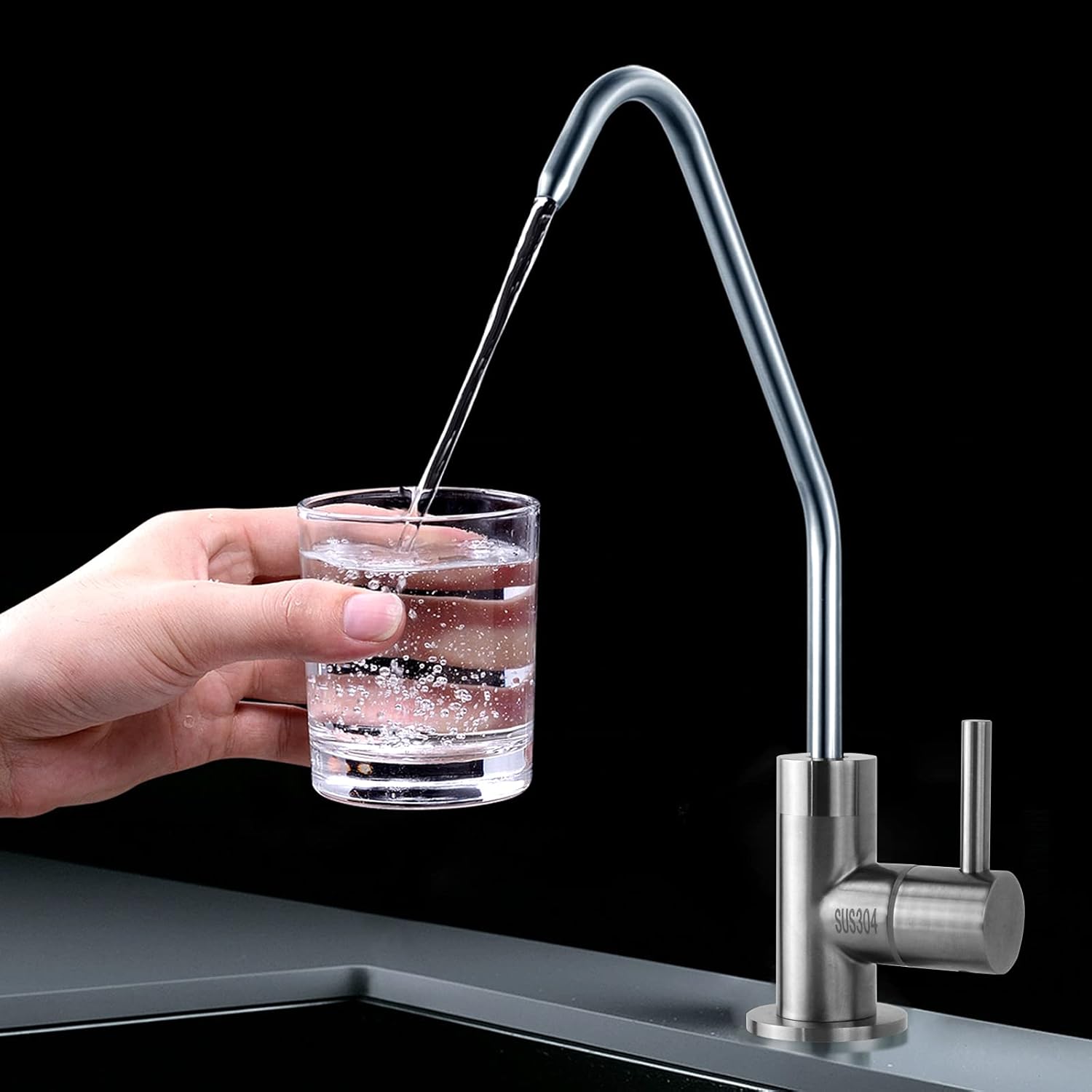 RO Drinking Water SUS304 Stainless Steel Faucet for RO Reverse Osmosis & Filter with Brushed Nickel Finish (Mini)