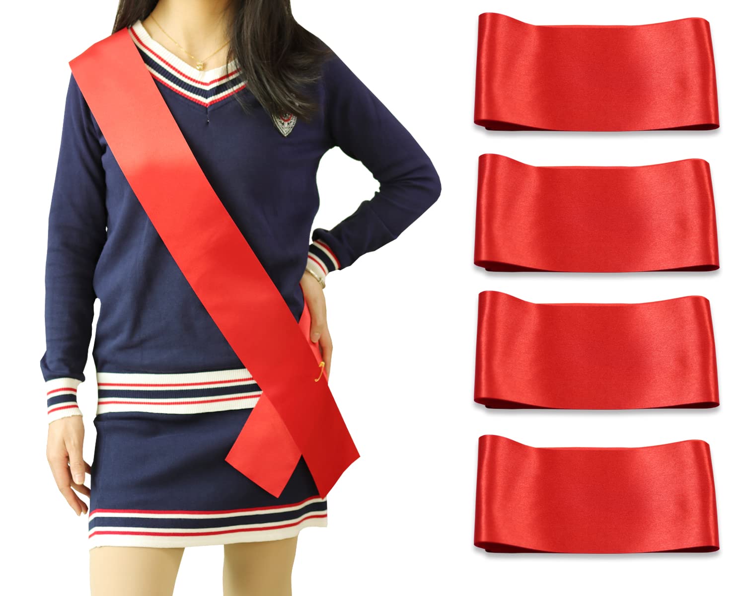 4 Pack Blank Sashes,Plain Satin Sash for Pageants,Senior Sash,Custom Sash,DIY Personalized Sash for Birthday Party