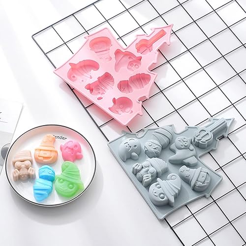 Miniatura 6 de 2 Pieces 7 Cavties Halloween Silicone Chocolate Molds Ghost Shape Baking Molds Large Medium Small Cavity for Chocolate Jelly Soap Fondant Candy