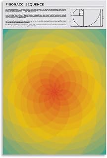 Fibonacci Sequence Print, Fibonacci Spiral Inspired Science Wall Art for High School Classroom Decor, Golden Ratio Poster for College Hall Prints Posters Canvas Wall Art Deco Unframe 12x18inch(30x45cm