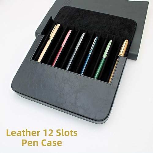 Miniatura 5 de 12Slots - Organizador de coleccionista de pluma estilográfica, hecho a mano, funda protectora para bolígrafos de cuero para personas mayores, caja