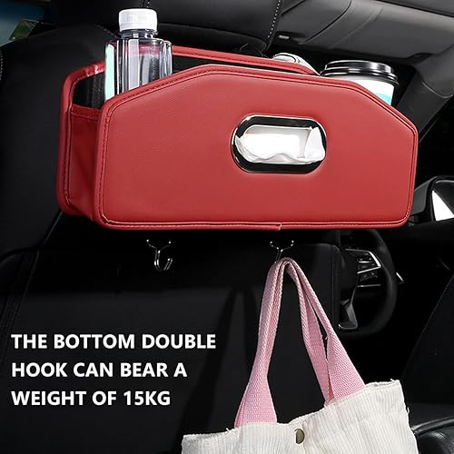 Miniatura 5 de Organizador de asiento trasero para reposacabezas de automóvil, caja de almacenamiento colgante para asiento trasero de vehículo con ganchos