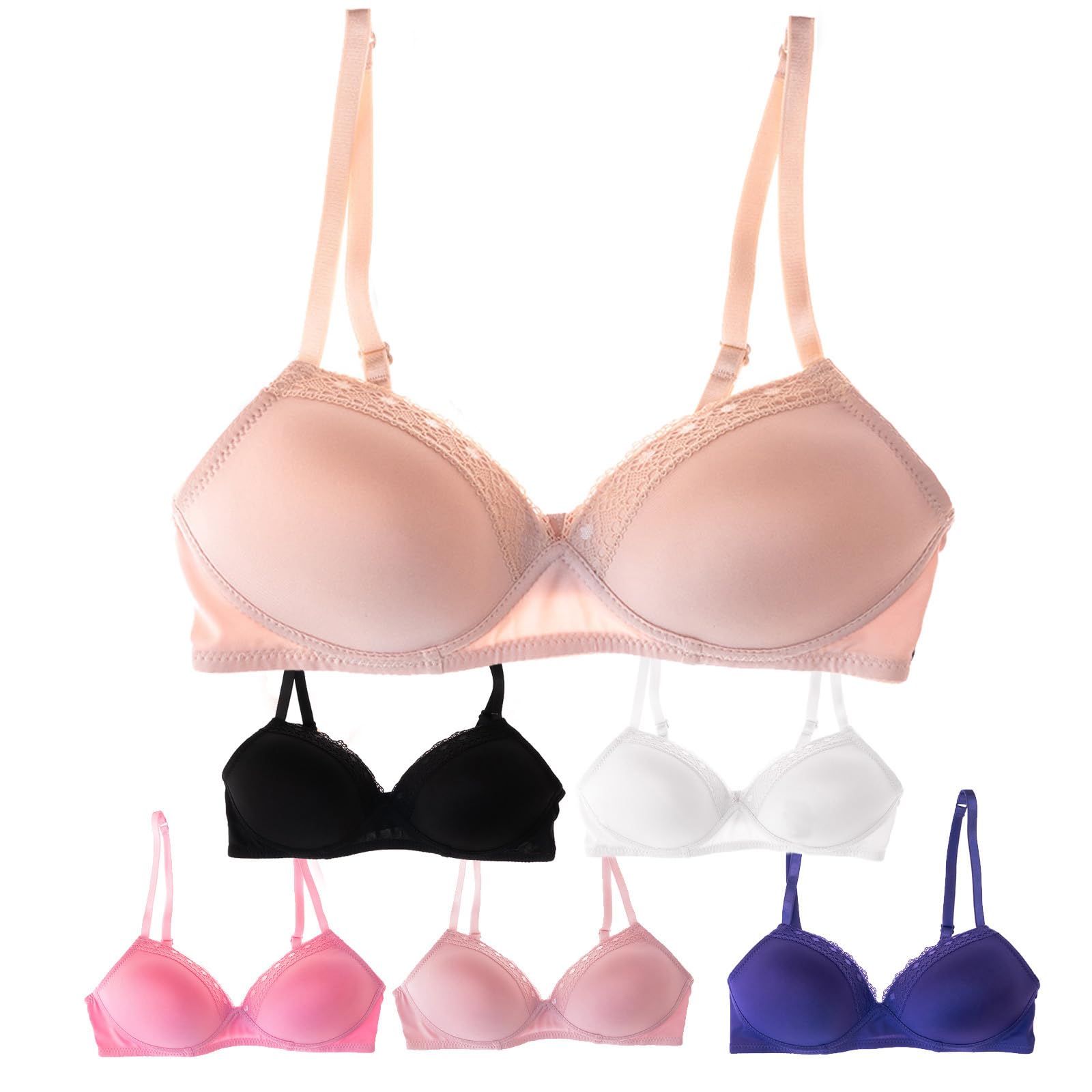 Alyce Intimates Lightly Padded Bra Pack Of 6 - Underwire T-Shirt Bras For Girls, Teens & Petite Women (34A, Neutrals) - View #7