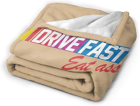 Drive Fast Eat Ass Throw Blanket - Soft Plush Fleece Blanket for Couch, Bed, Sofa - Home Decor Cozy Blankets Gifts for Women Men, Sand, 40x50 Inches