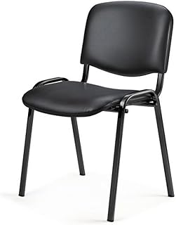 Topsit Wartezimmerstuhl aus Kunstleder, stapelbarer Besucherstuhl, Metallgestell Bürostuhl, Konferenzstuhl, Home Office, Rezeption (Schwarz)