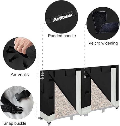 Miniatura 10 de Artibear Cubierta para estante de leña para estante de madera de 4 pies, para interiores y exteriores, resistente a la intemperie, color caqui