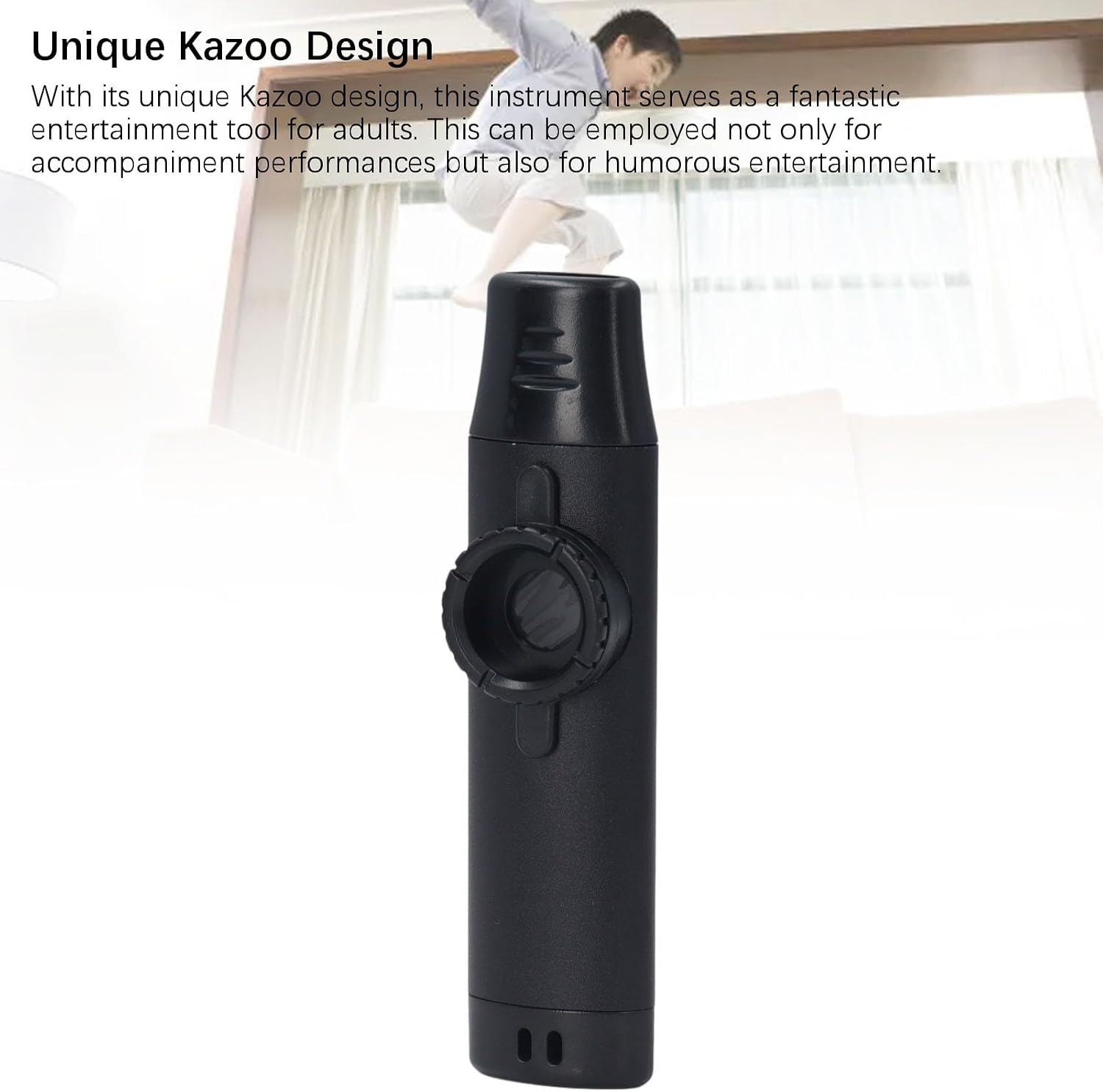 Electric Metal Kazoo with Pickup, Professional Aluminum Alloy Kazoo Musical Instrument, Electric Kazoo for Sound Amplification, Compact Entertainment Flute for Adults and (Black)