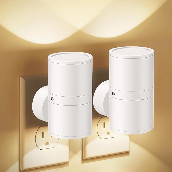 Enchufe de luz nocturna led, luz nocturna infantil enchufadas en la pared, Sensor del atardecer al amanecer, Blanco suave 3000K-4500K, Brillo ajustable de 0-100LM, Luzes nocturnas dimmables blanco - 1