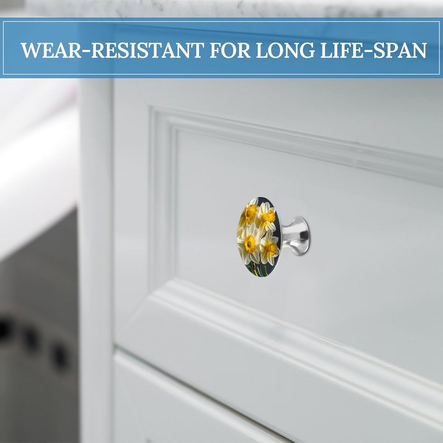 Bouquet of Daffodils Round Cabinet Knobs for Home, Smooth Drawer Pulls image 5