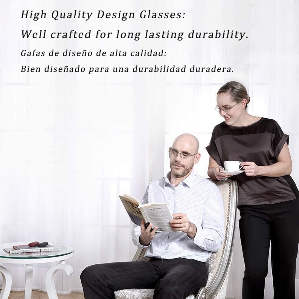 2 Pack Reading Glasses for Men Women, Folding Metal Frame Blue Light Blocking Readers Gift for ​Grandparents,+3.00x