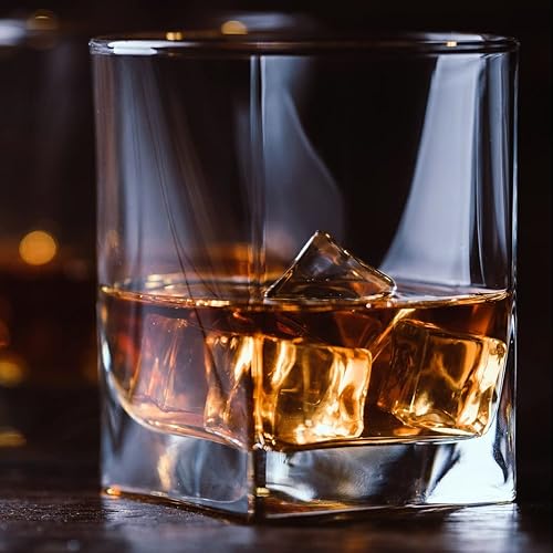 Miniatura 8 de Juego de 4 vasos de whisky cuadrados para beber, juego de barra de vidrio a la antigua, sin tallo, para uso diario, el mejor regalo para hombres,