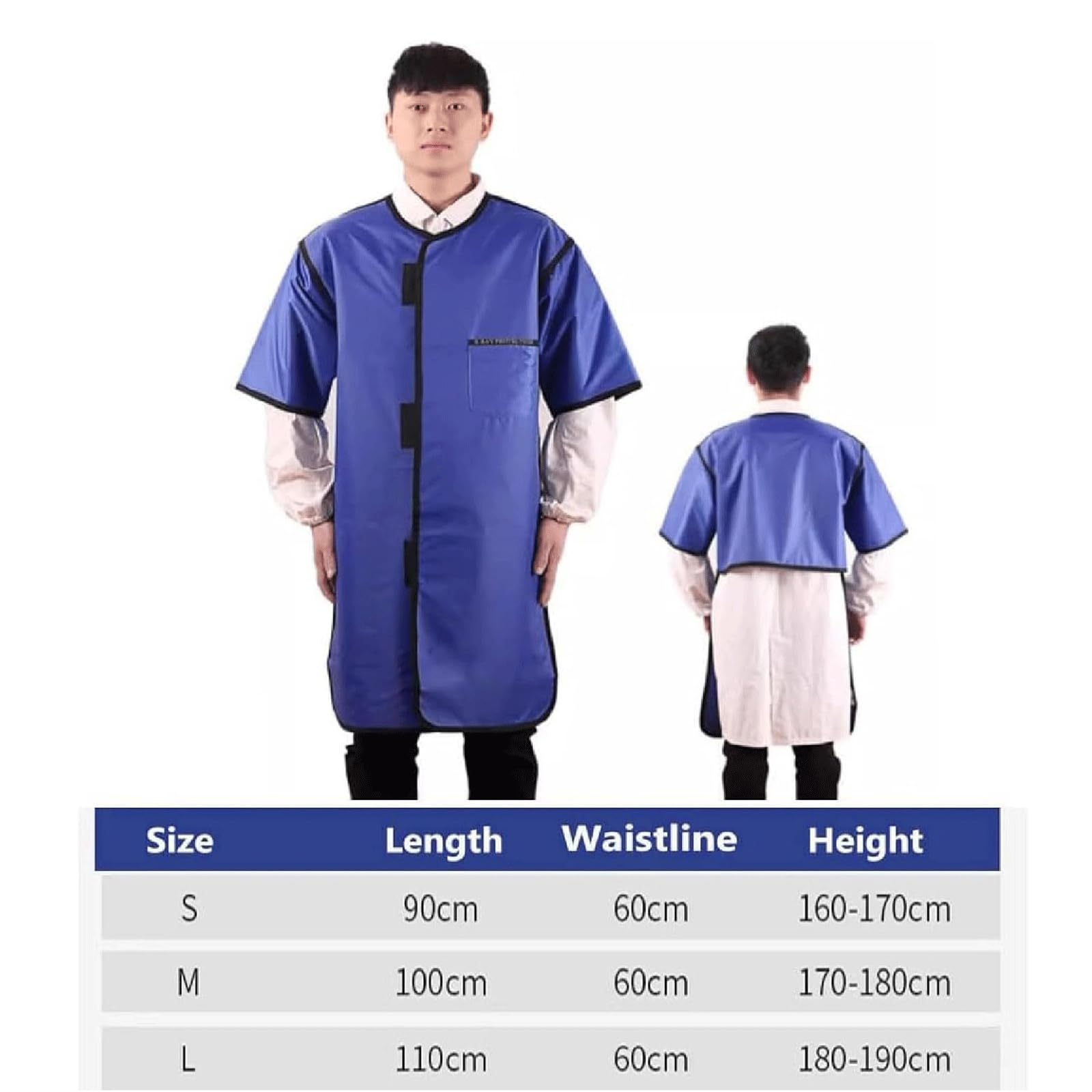 BKEKM Grembiule per Raggi X Grembiule in Piombo da 0,5 Mmpb Grembiule per Uso Medico Grembiule per Radiazioni Gilet per Raggi X 90 cm/100 cm/110 cm Vestiti in Piombo a Maniche Corte per Raggi X