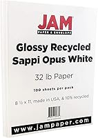 Vista 2 de JAM Paper Papel brillante de 8 1/2 x 11 pulgadas, 32 libras, blanco de 2 caras, 100