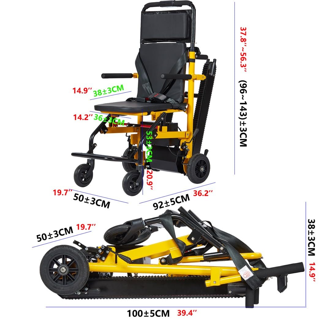 Elevador eléctrico de escaleras para ancianos, silla portátil plegable ligera, soporta 169 kg para una movilidad segura hacia arriba y hacia abajo