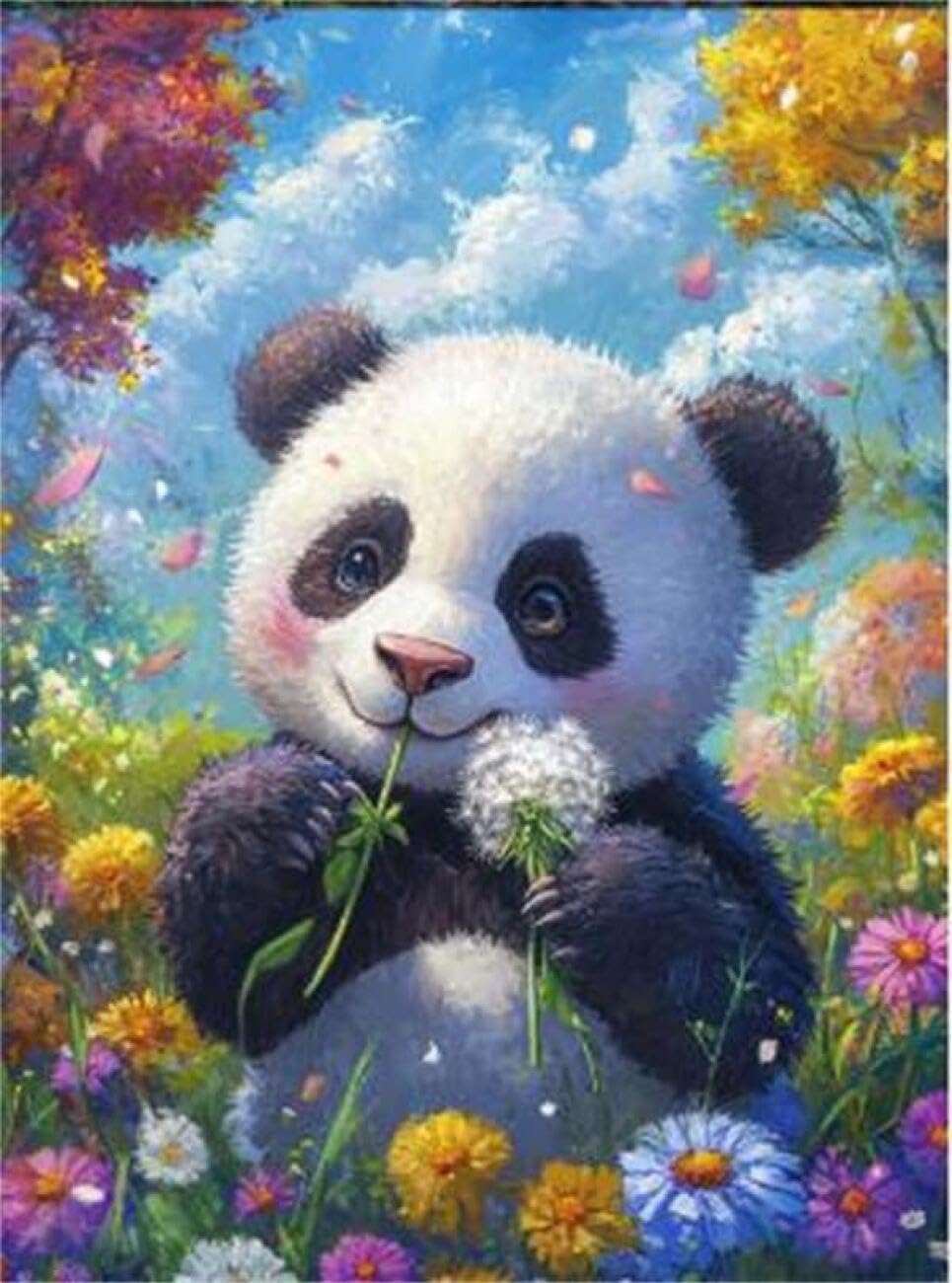 AxiangziK DIY Cross Stitch Kits Pandas and Flowers 11CT 60x80cm