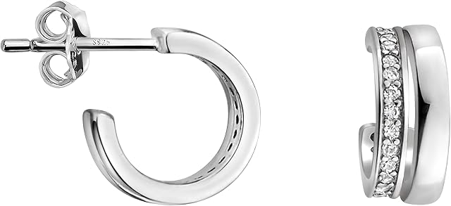 SOFIA MILANI - Women's Earrings 925 Silver - with Zirconia Stone - Stud Creoles - 21042