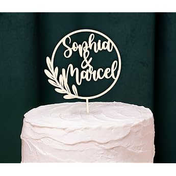 Personalized Wedding Cake Topper - With Name of the Bride and Groom - Choice of 15 cm or 20 cm - Material Birch Wood Acrylic or Colored Wood - Cake Topper Wedding Decoration Gift
