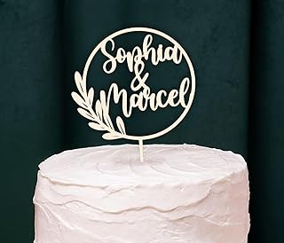 Cake Topper Hochzeit personalisiert – mit Namen des Brautpaares – wählbar: 15 cm oder 20 cm – Material: Birke Holz, Acryl oder farbiges Holz – Tortenstecker Hochzeitsdeko Geschenk