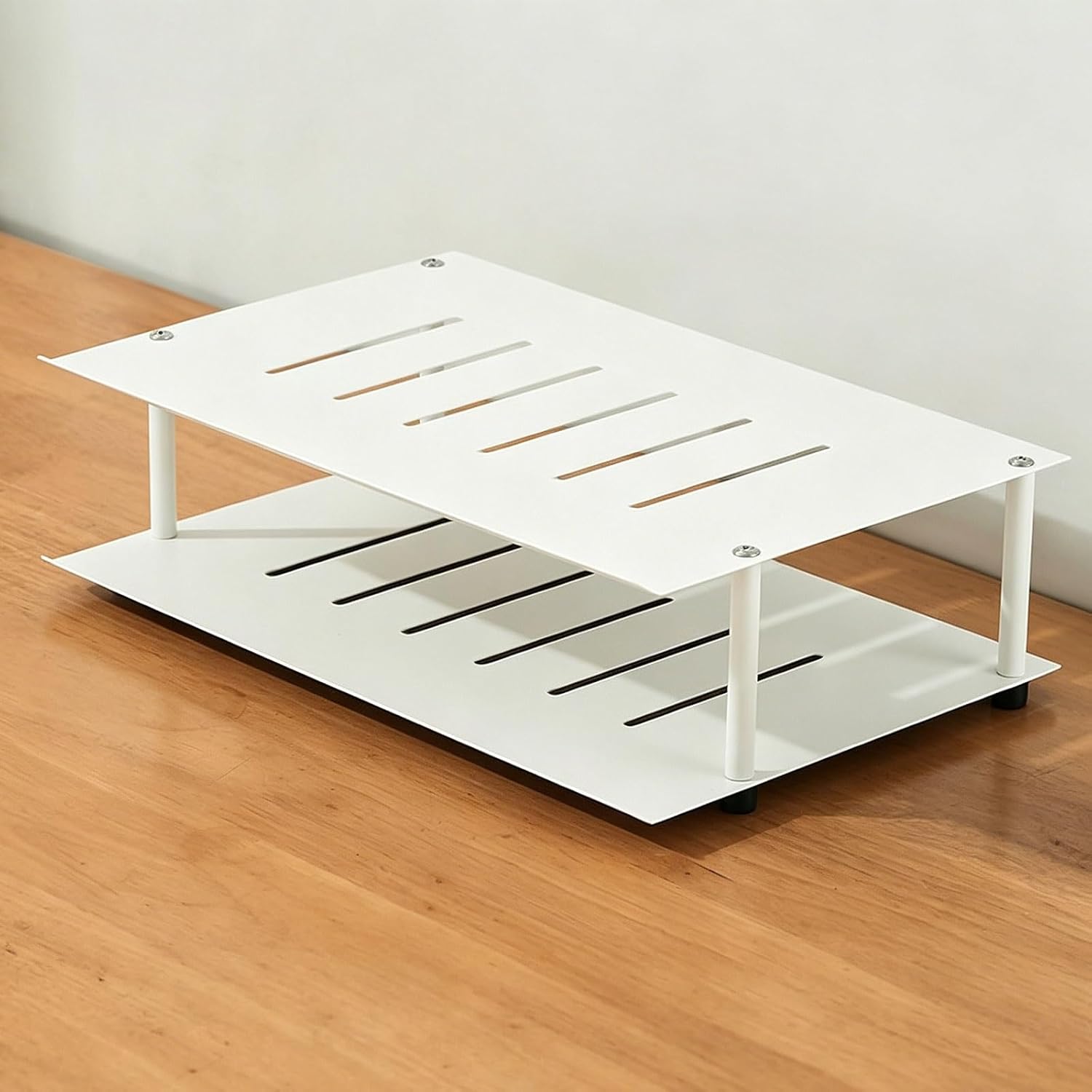 WiFi Router Storage Box - Decorative Projector Hider Rack for Modem & Cables, Multi-Layer Invisible Storage Solution for a Clutter-Free Countertop (White 33 * 14.5cm/13 * 5.7in)
