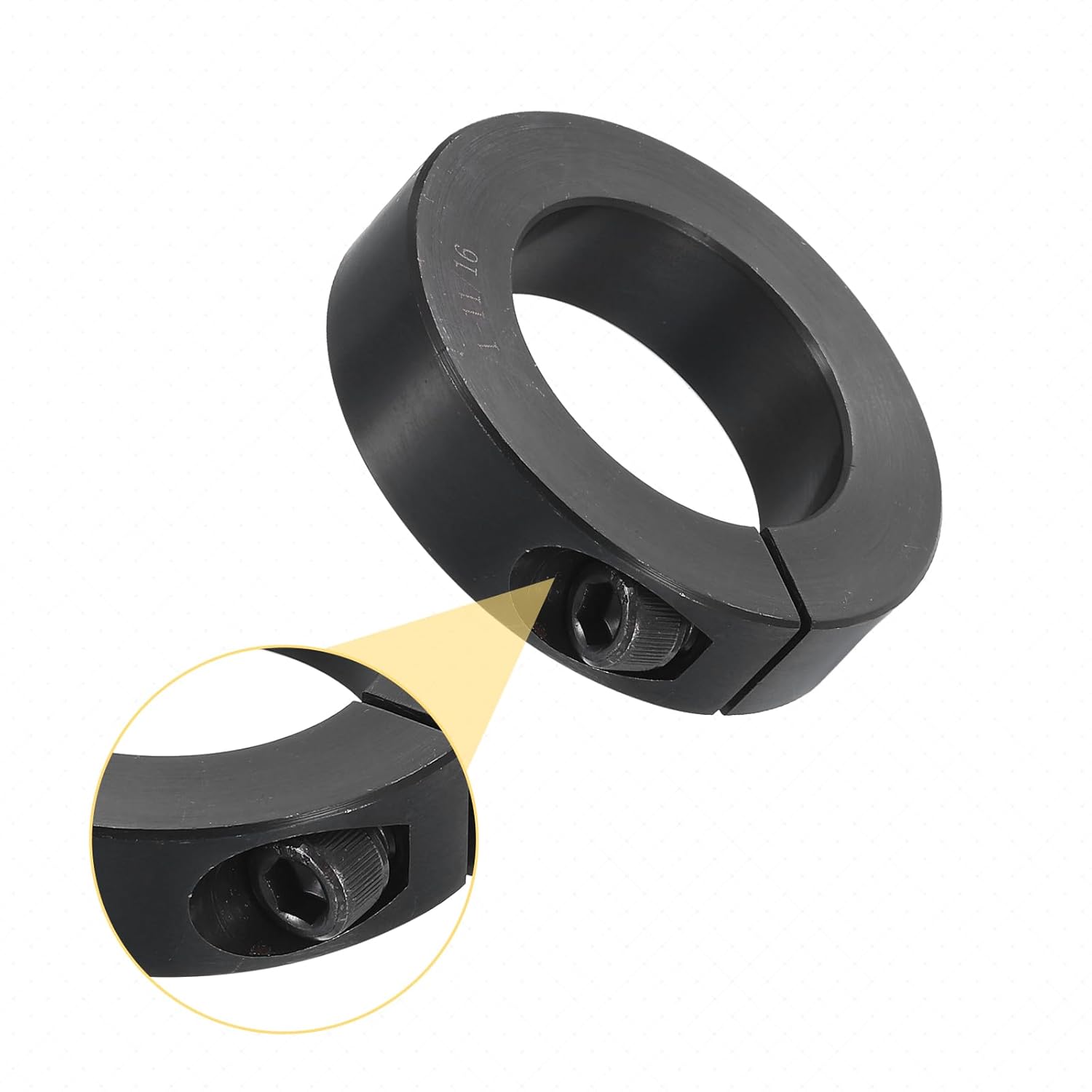 uxcell 2pcs Single Split Shaft Collar 1-11/16" Bore One-Piece Clamping Collar, 2-3/4" OD, 11/16" Thickness, Black Oxide Steel Set Screw Lock Collar Clamp