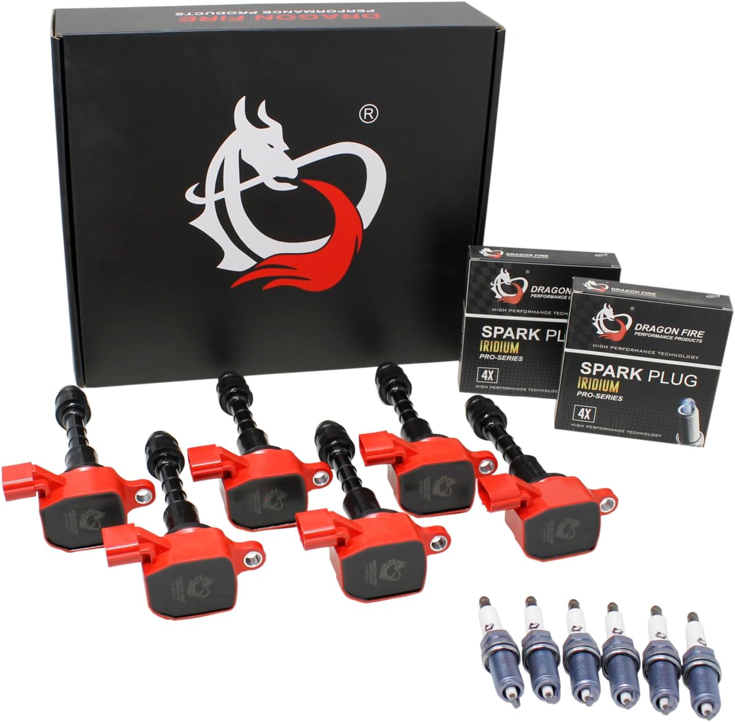 AIP Electronics Dragon FIRE Performance Power Pack Ignition Coils & Iridium Spark Plugs Compatible with 2003-2008 Infiniti FX35, G35, M35 & Nissan 350Z 3.5L V6 22448AL61C OEM Fit Kit-1618