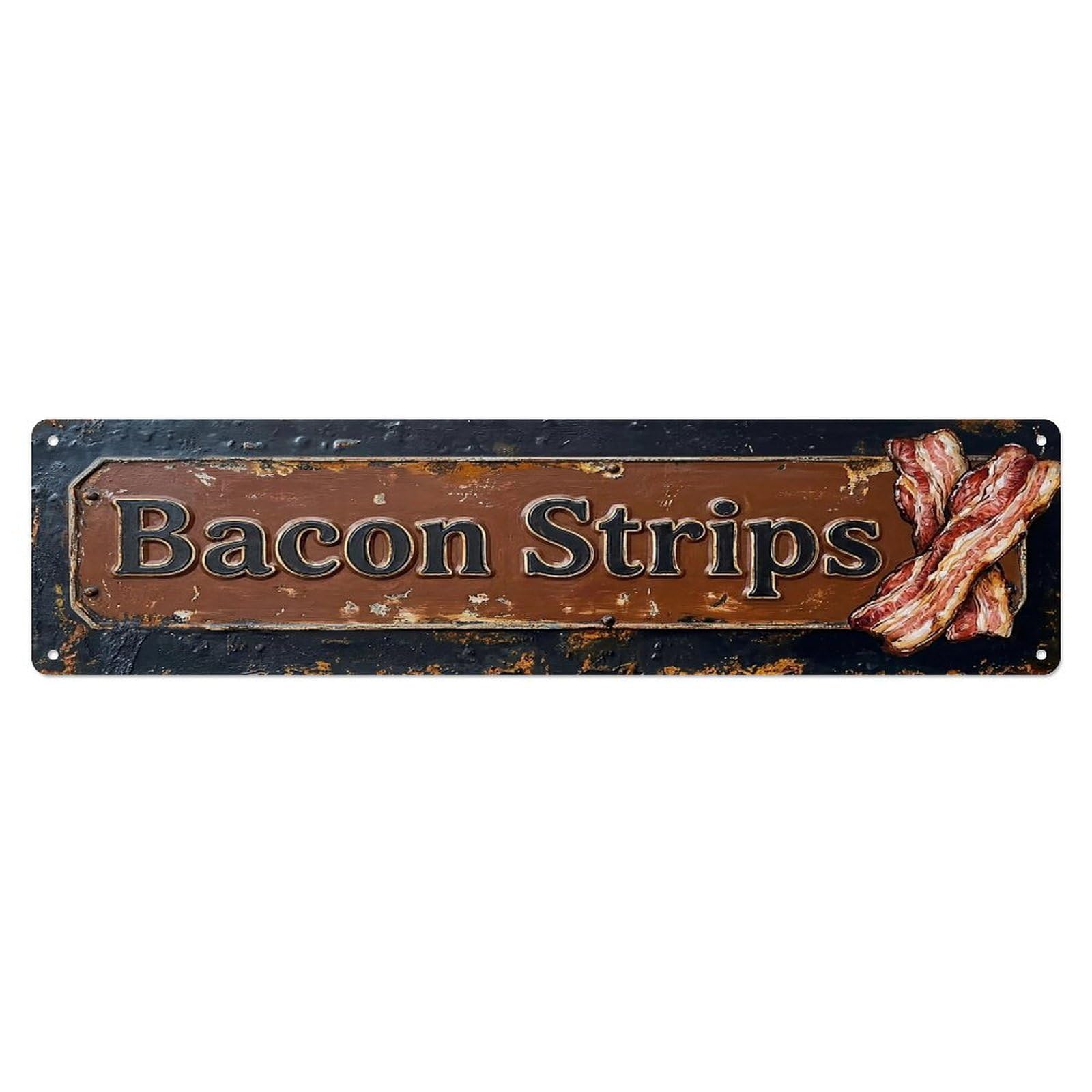 Vintage Bacon Strips Crispy Farmhouse Metal Tin Sign