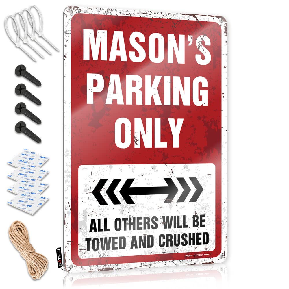 Fzfn Colour Faded Signs, Vintage Kitchen Accessories Fun Mason's Parking Only | Farmhouse Farm Decor(30X40cm)