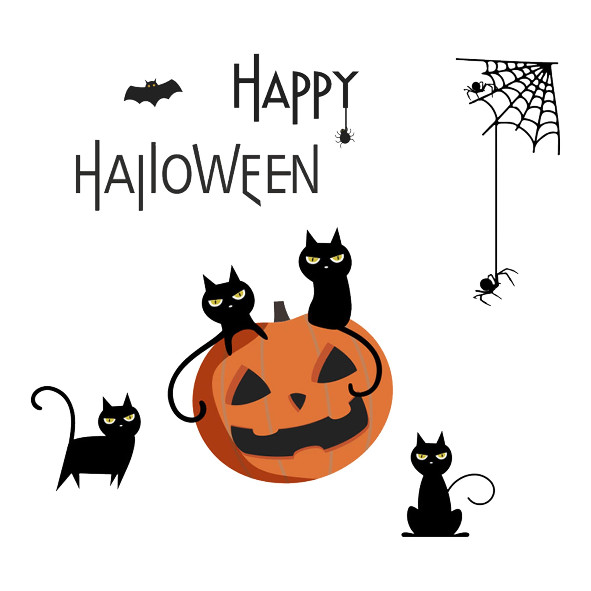 Happy Halloween Wall Decals,Spooky Stickers for Indoor and Outdoor Decorations,Cat Bats Pumpkin Window Stickers,Removable Art Home Decor for Halloween Haunted House Party Supplier