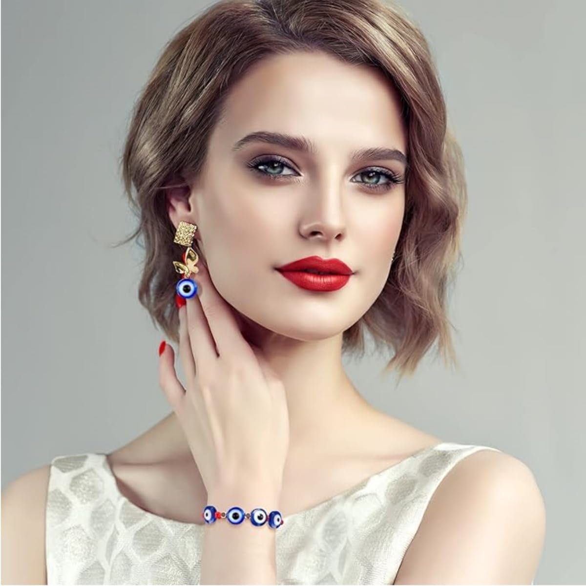 Koraliki ze złym okiem, 100 szt. Koraliki ze złym okiem, 6 x 8 mm, zawieszki zawieszki koraliki na szczęście niebieskie tureckie oczy złe oko do rzemiosła DIY